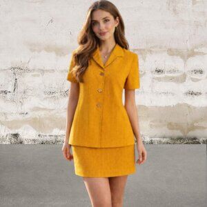 Petite Sophisticate Women's Yellow Vintage Suit Size 10